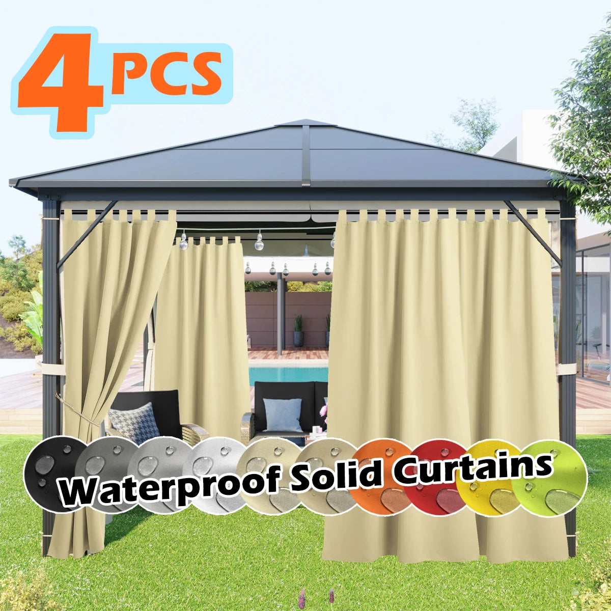 SABALANICA Outdoor Curtains Waterproof UV Resistant Tab Top