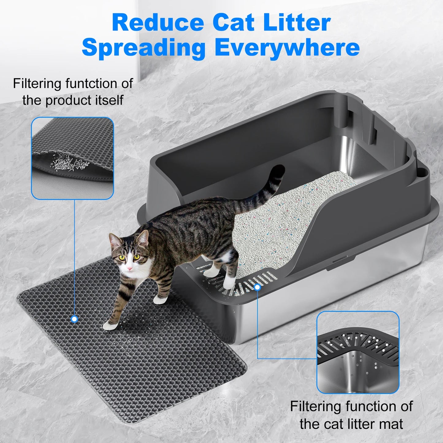 Stainless Steel Cat Litter Box Leak Proof