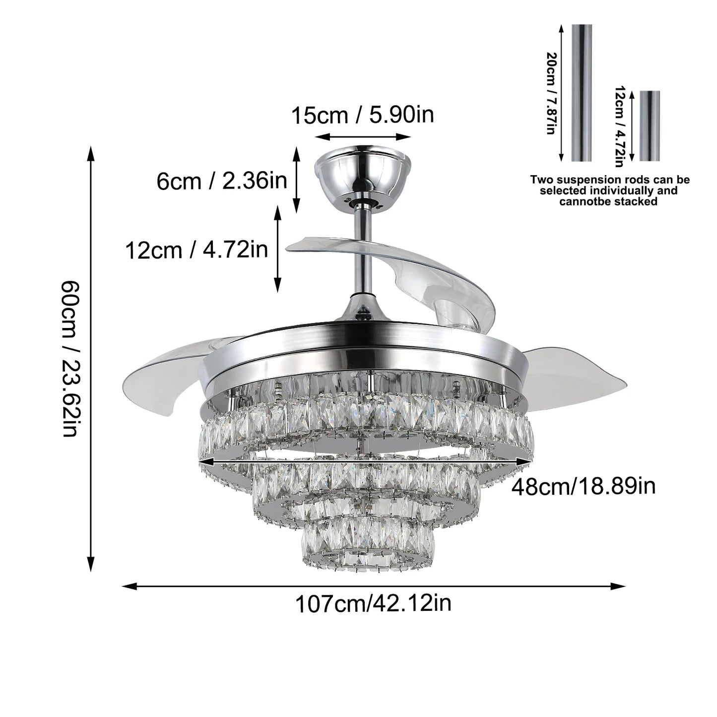 VETRULUS Modern Ceiling Fan With Remote Light