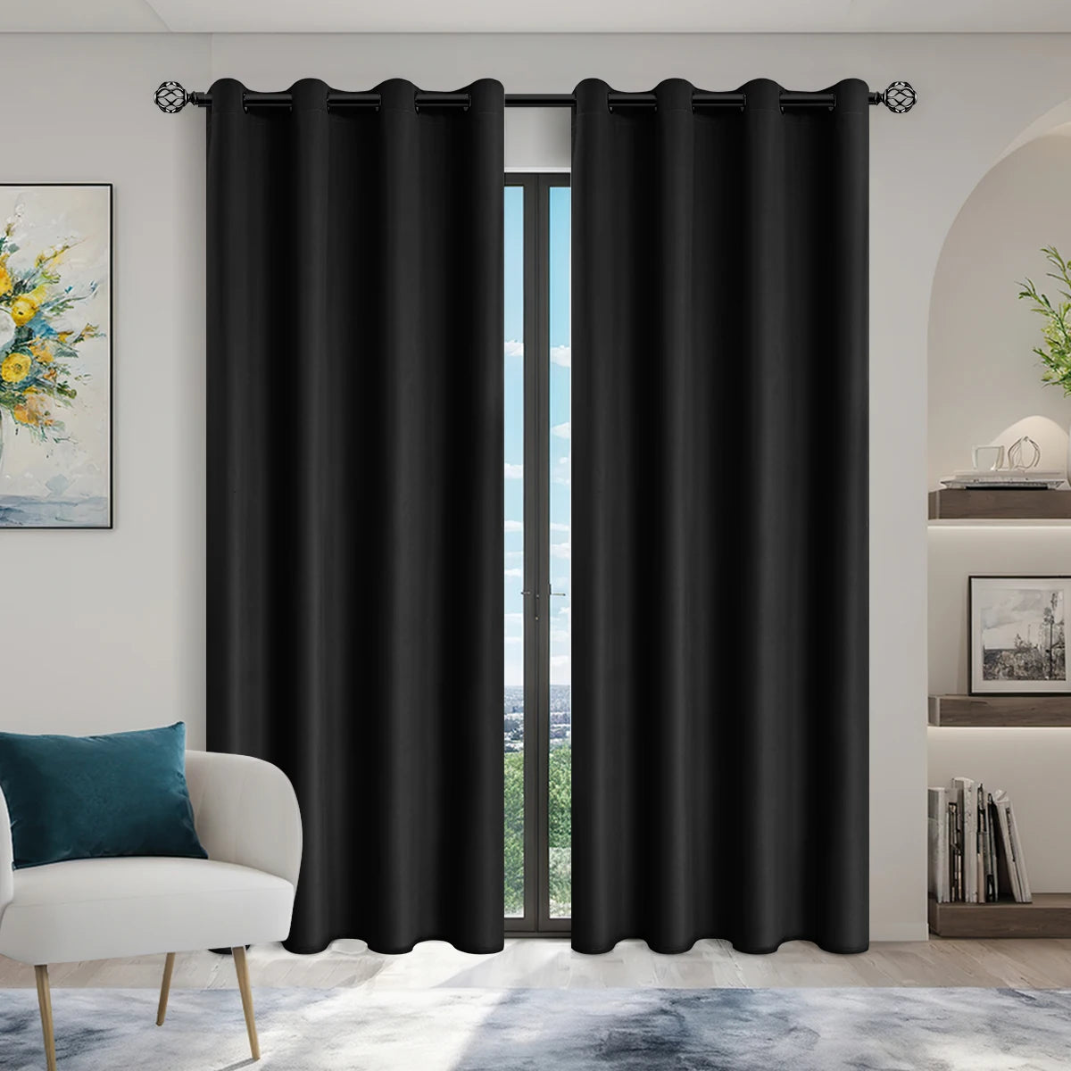 2 Piece Modern Blackout Curtain With Coated Lining