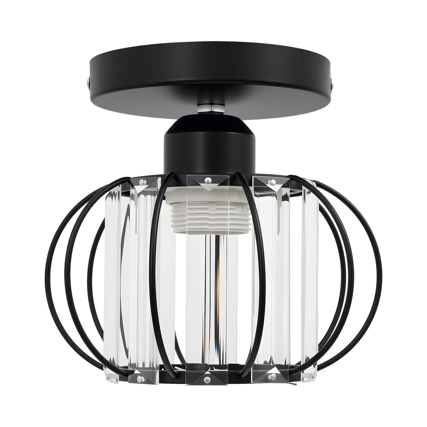 Modern Semi Flush Mount Ceiling Light Fixture With Crystal