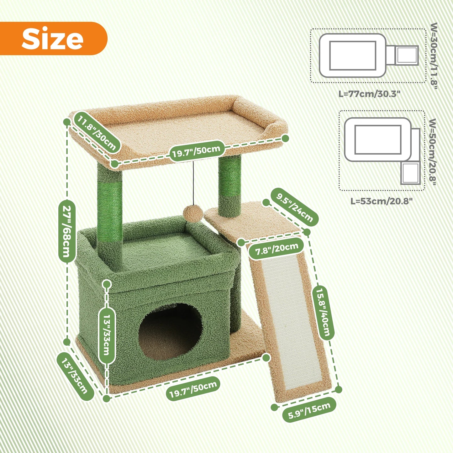 PAWZ Road Small Cat Tree Tower With Sisal Scratching Post