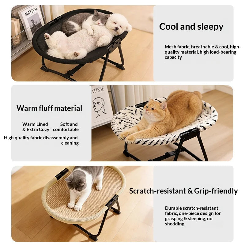Elevated Folding Pet Bed With Breathable Mesh And Washable