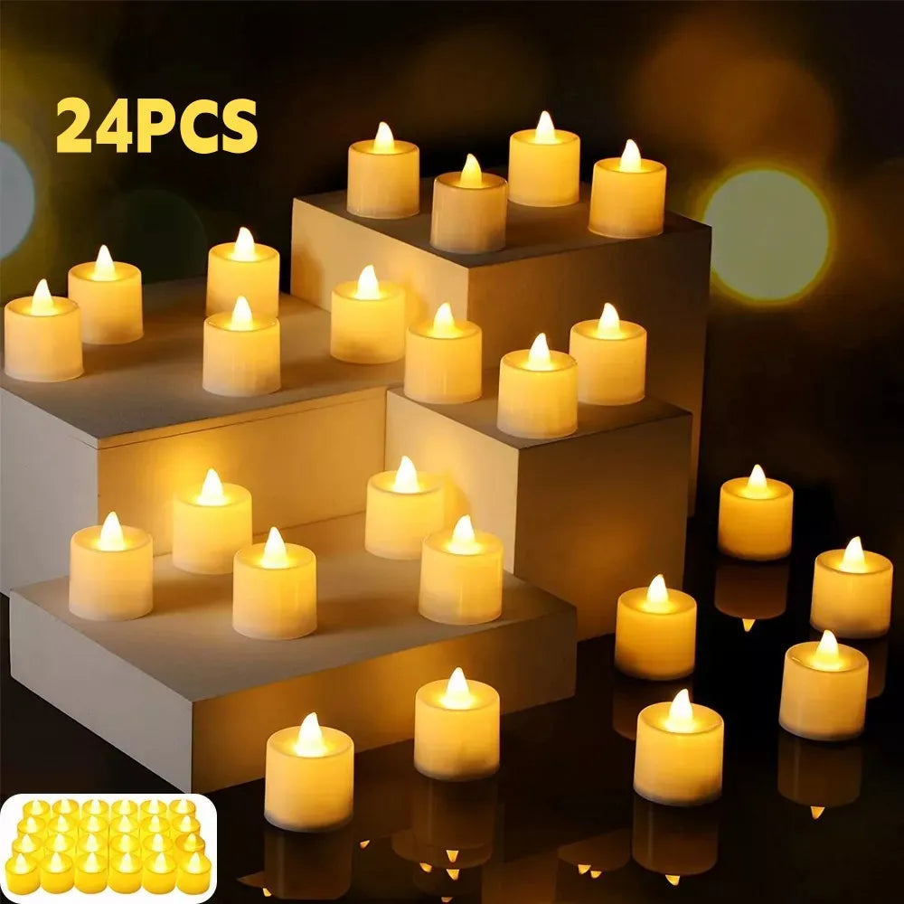 LED Tea Light Candles 24 Pack Flameless Battery Operated