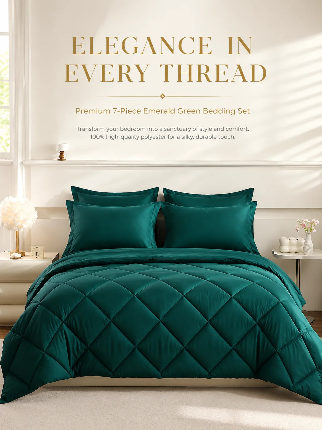 EasYum 7 Piece Bedding Set Quilted Sheets Pillowcases