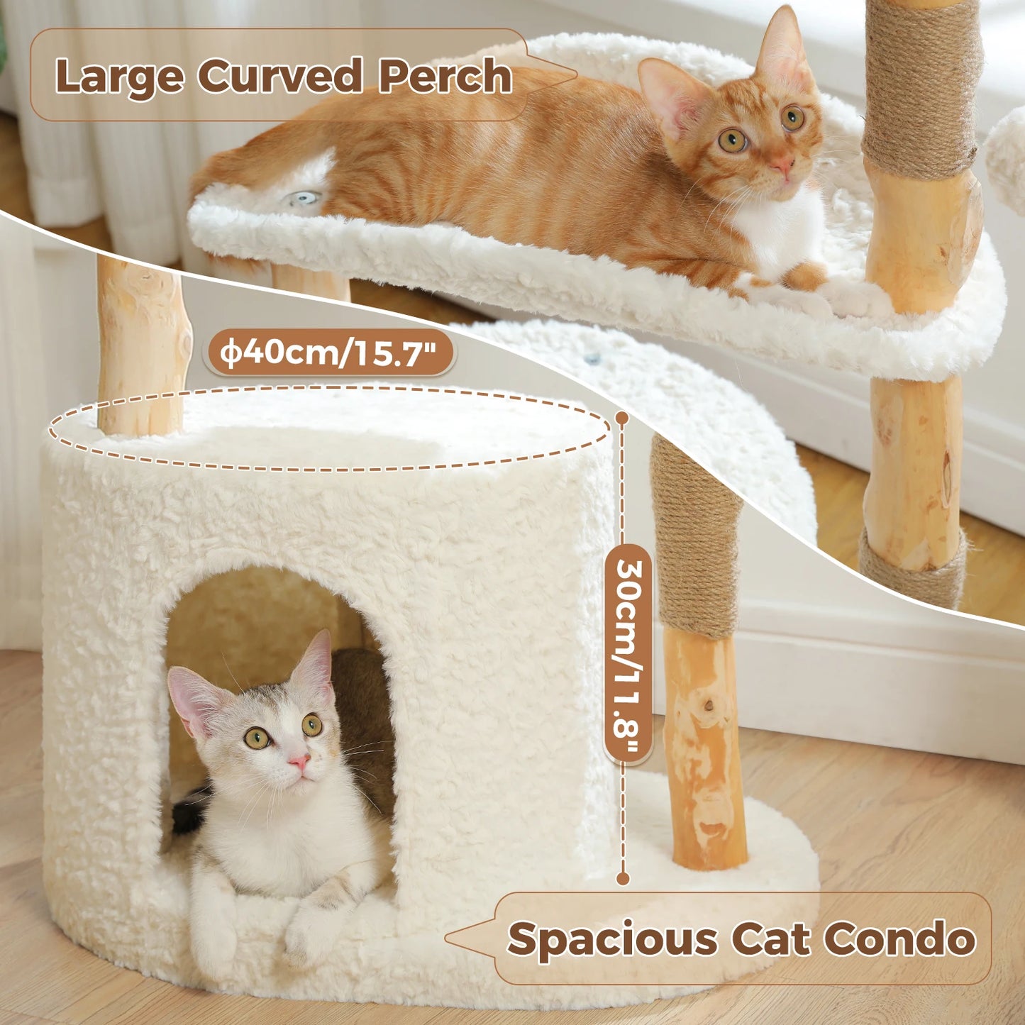 PAWZ Road Modern Cat Tree Tower With Wood Scratching Posts