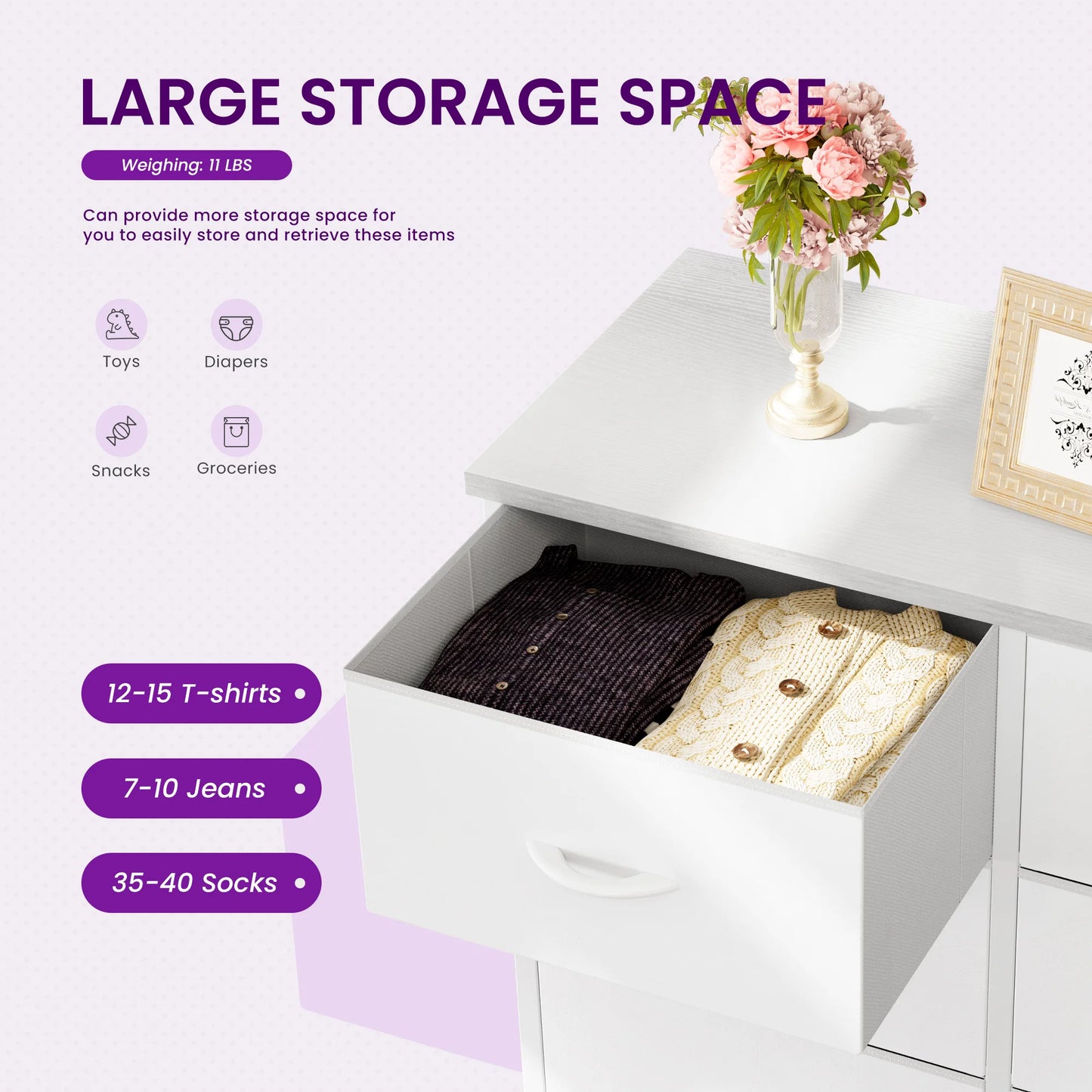 JHK Dresser Wardrobe For Bedroom With Eight Drawers