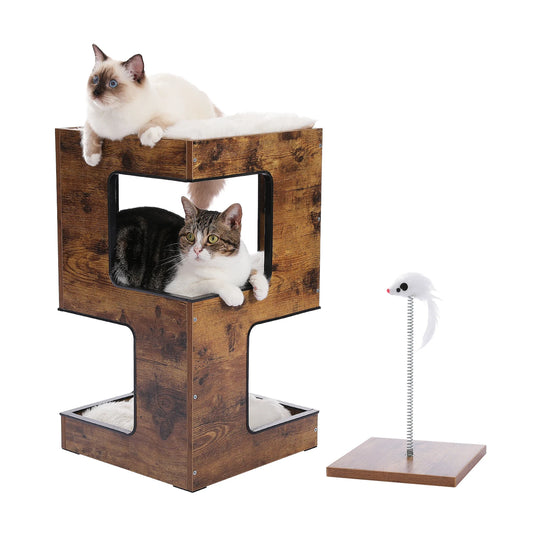 PAWZ Road Wood Cat Condo Bed With Removable Mats