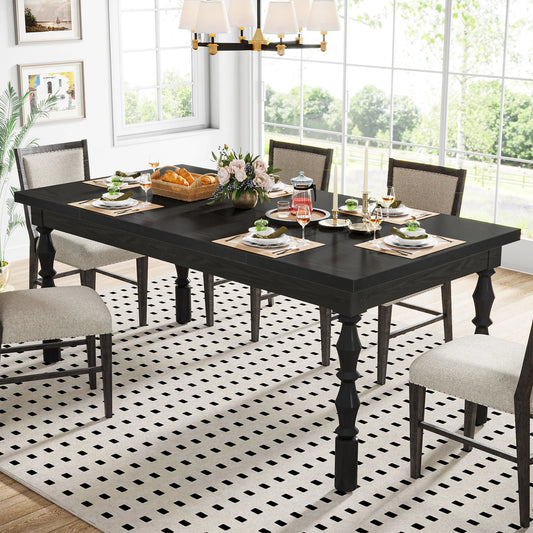 Tribesigns Farmhouse Wood Patio Table For Indoor Outdoor