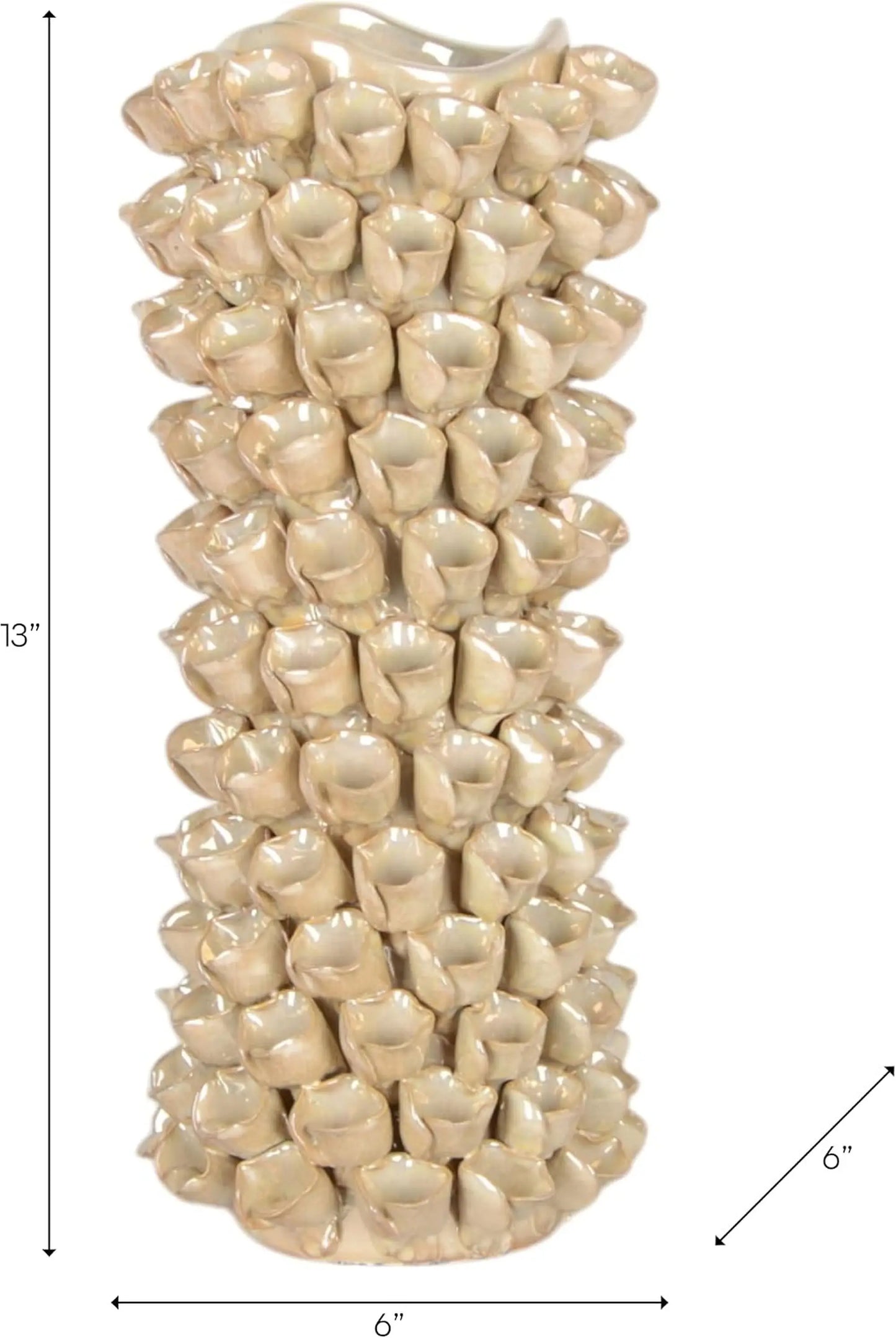 Textured Floral Cylinder Porcelain Vase For Home Decor