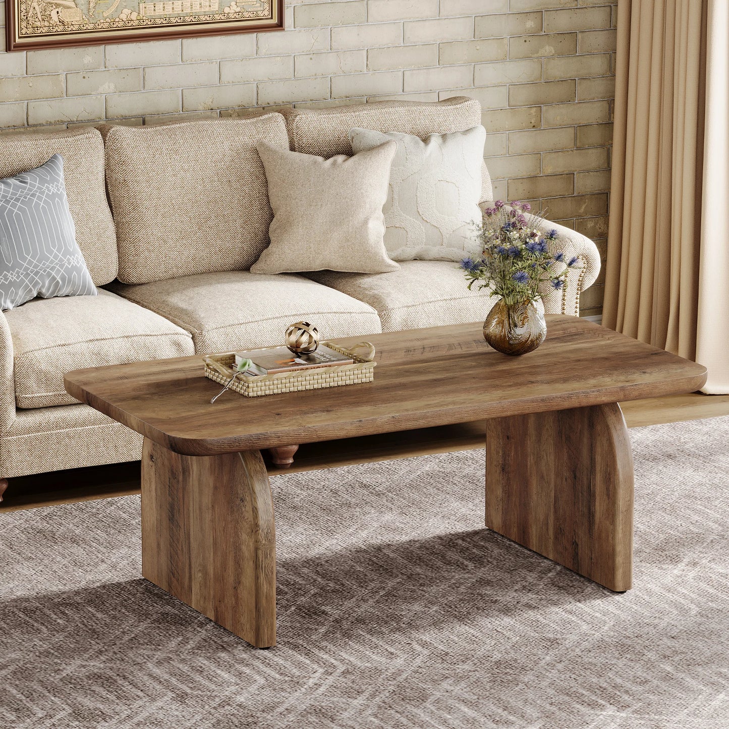Tribesigns Farmhouse Coffee Table Engineered Wood