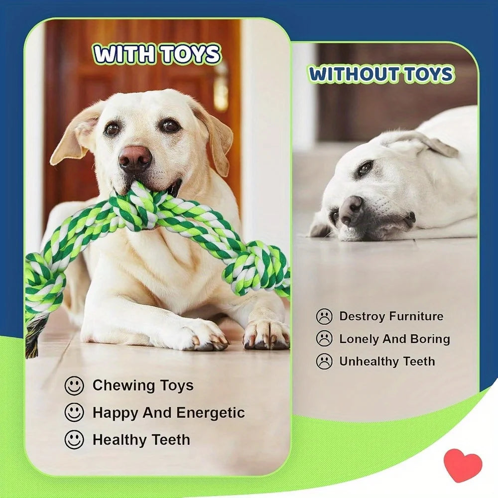 Heavy Duty Dog Rope Toy Set With Braided Knots