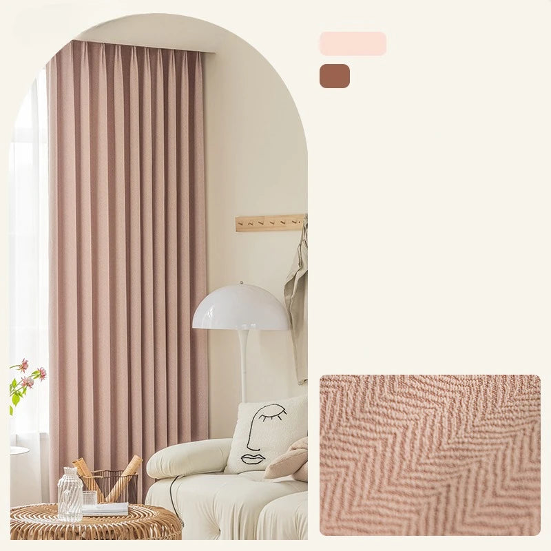 Chenille Blackout Curtains With Herringbone Texture