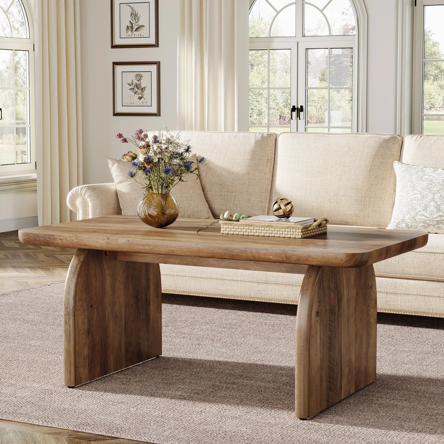 Tribesigns Farmhouse Coffee Table Engineered Wood
