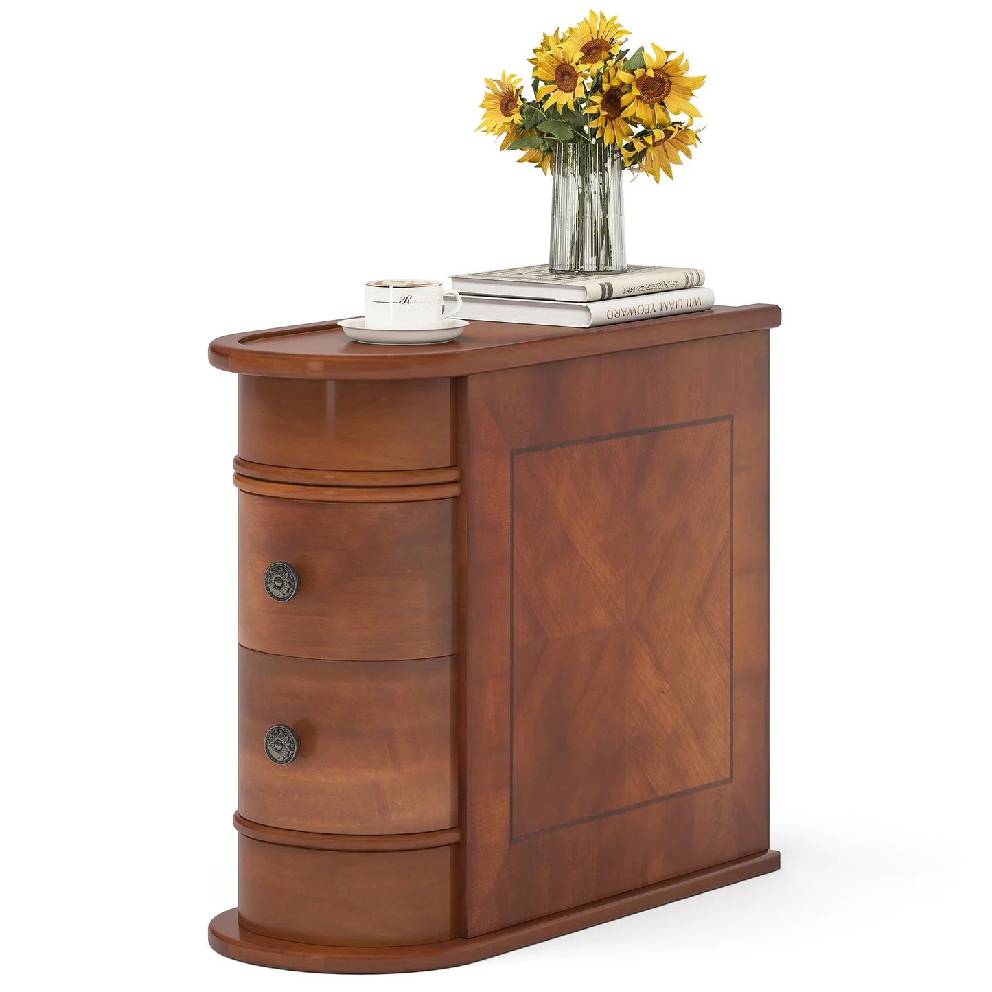 Tribesigns Solid Wood End Table With Drawer Nightstand