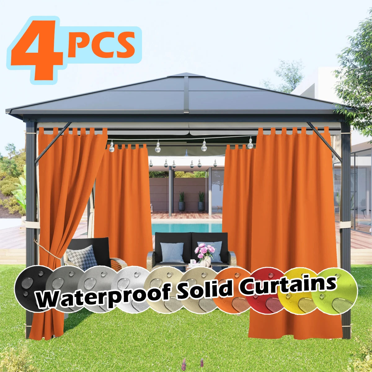 SABALANICA Outdoor Curtains Waterproof UV Resistant Tab Top