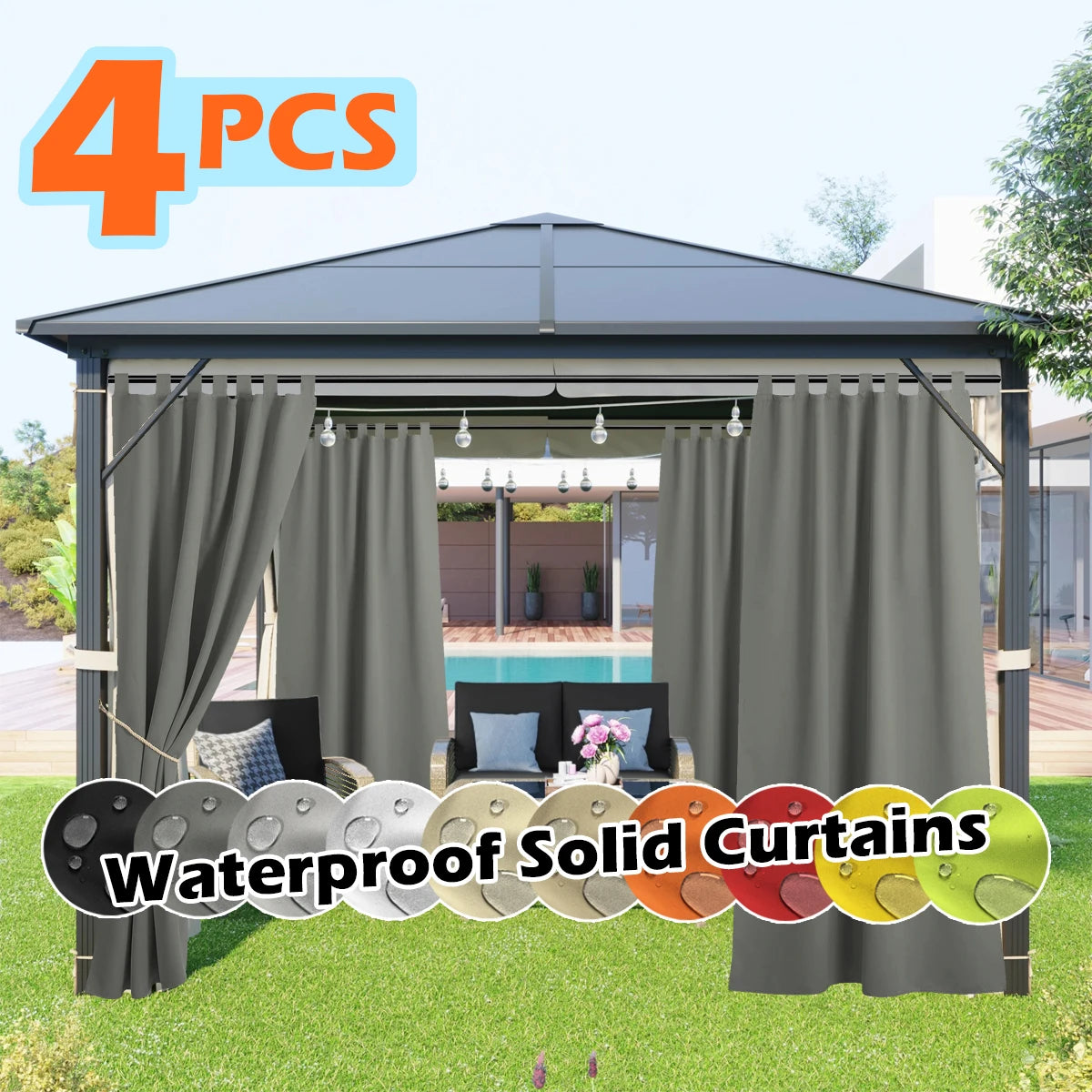 SABALANICA Outdoor Curtains Waterproof UV Resistant Tab Top