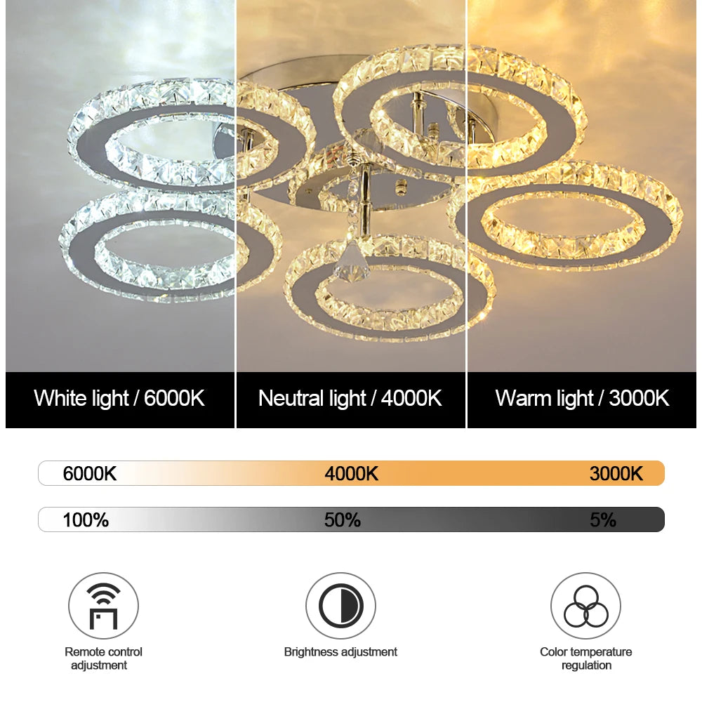 Vetrulus Crystal Led Ceiling Chandelier Light For Dining