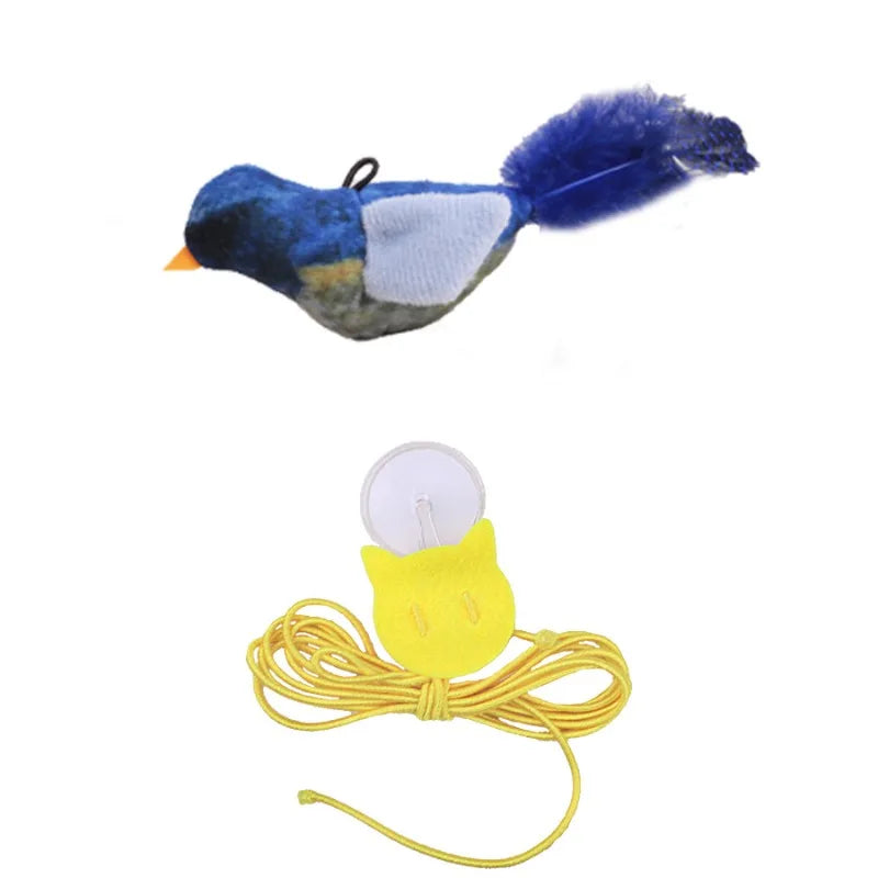 Interactive Cat Toy Flapping Bird Plush With Realistic Chirp