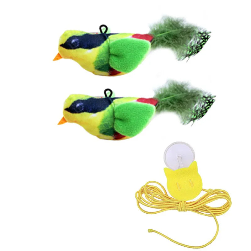 Interactive Cat Toy Flapping Bird Plush With Realistic Chirp