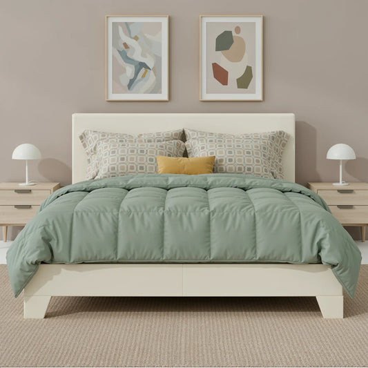 HOOMIC Upholstered Bed Frame With Linen Headboard And Slats