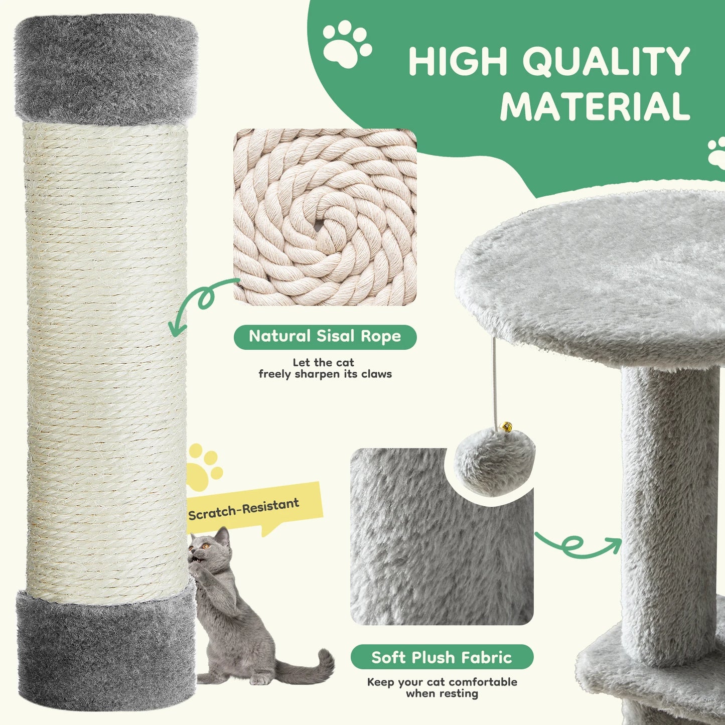 JHK Cat Tree Multi-Cat Climbing Tower With Scratching Posts