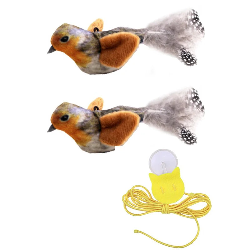 Interactive Cat Toy Flapping Bird Plush With Realistic Chirp