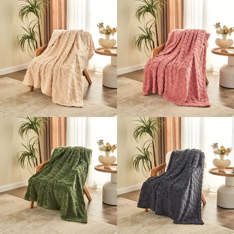 SHFY Ultra-Soft 3D Plush Fleece Blanket Throw