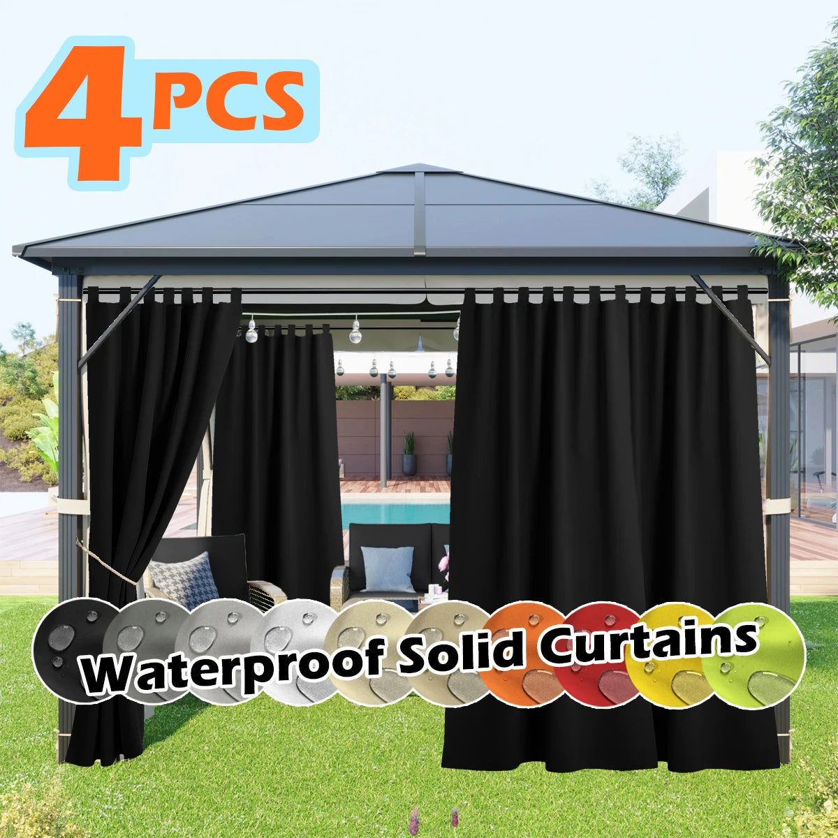 SABALANICA Outdoor Curtains Waterproof UV Resistant Tab Top