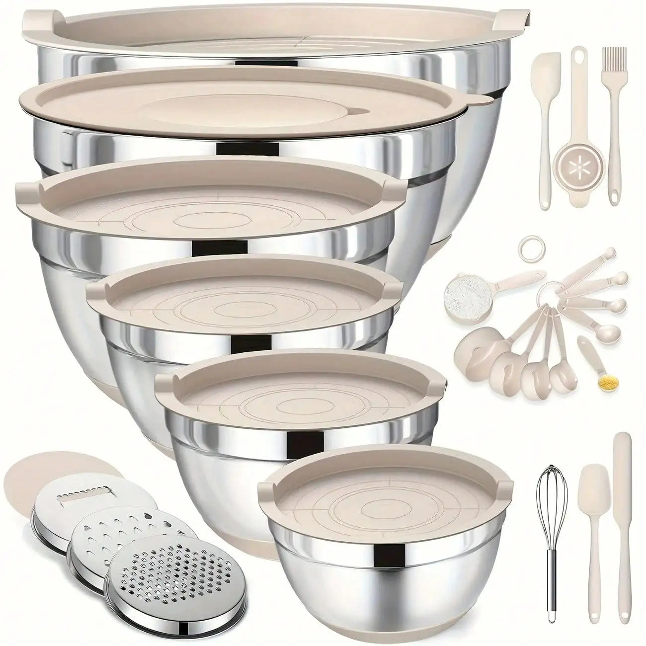 Stainless Steel Mixing Bowls Set With Lids Nesting