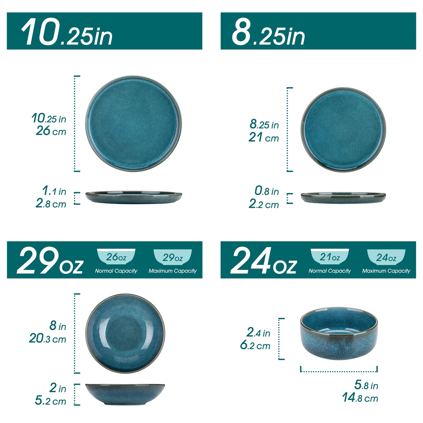 MALACASA Reactive Glaze Ceramic Dinnerware Set