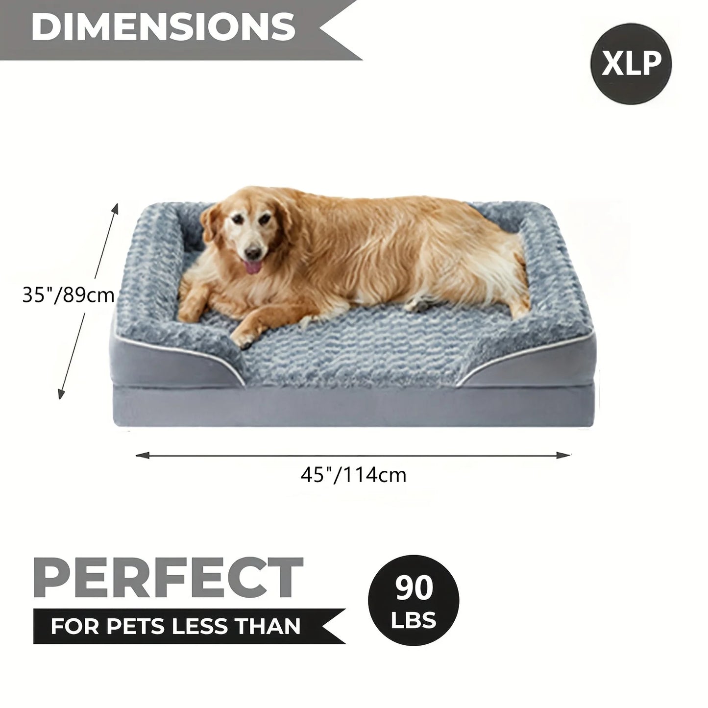 Dog Bed With Washable Removable Cover And Nonskid Bottom