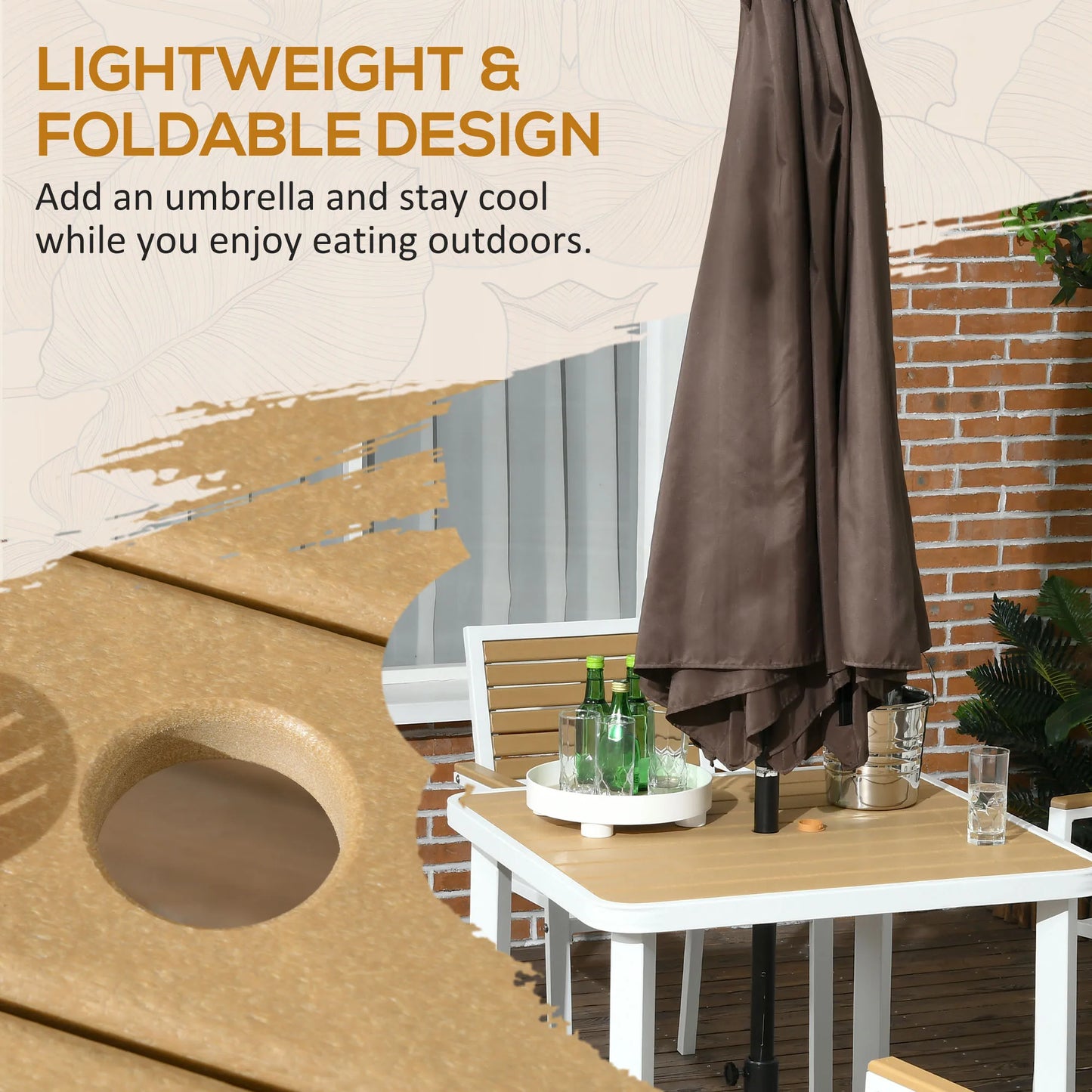 Aluminum Patio Dining Set For Four With Umbrella Hole