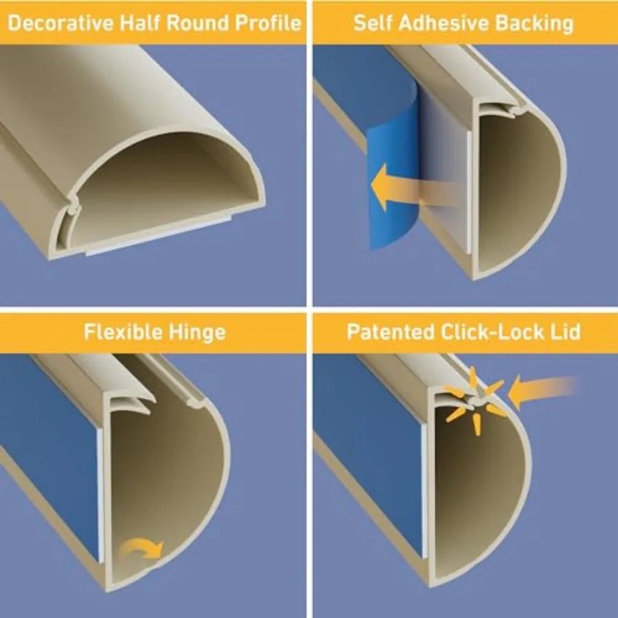 Patented Half Round TV Cord Hider Cable Concealer
