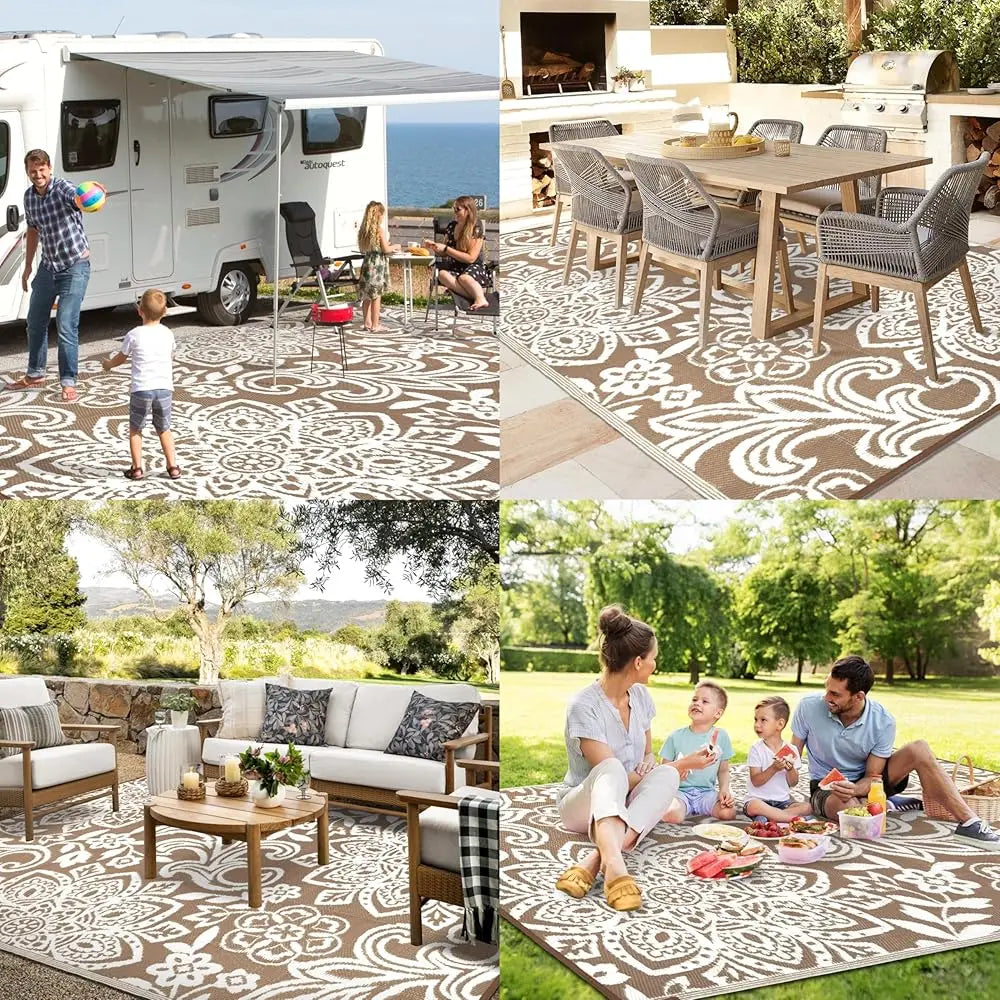 DIXSG Reversible Mandala Outdoor Rug Waterproof