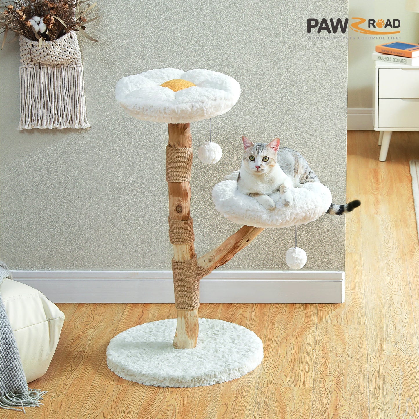 PAWZ Road Modern Cat Tree Tower With Wood Scratching Posts