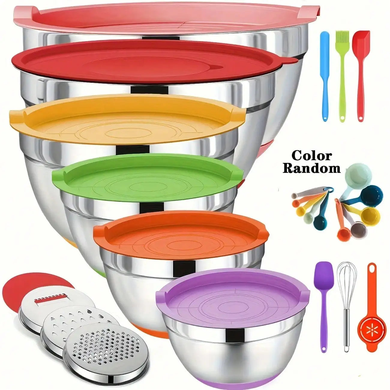 Stainless Steel Mixing Bowls Set With Lids Nesting