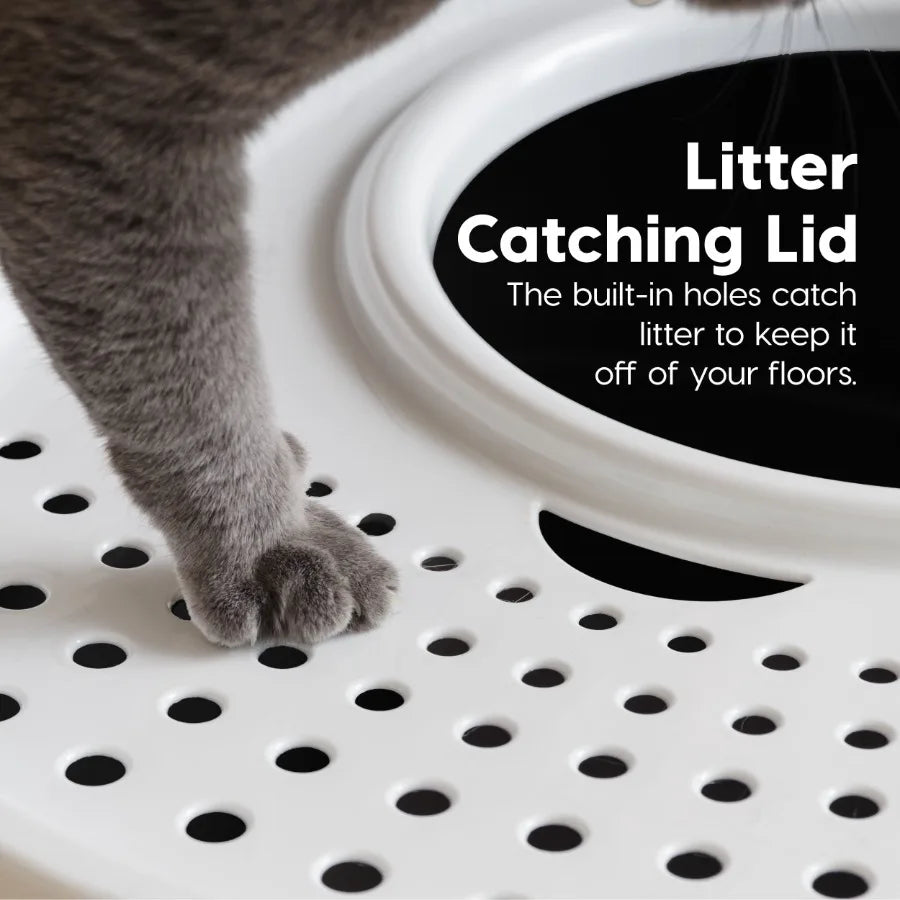 Top Entry Cat Litter Box With Litter Catching Lid