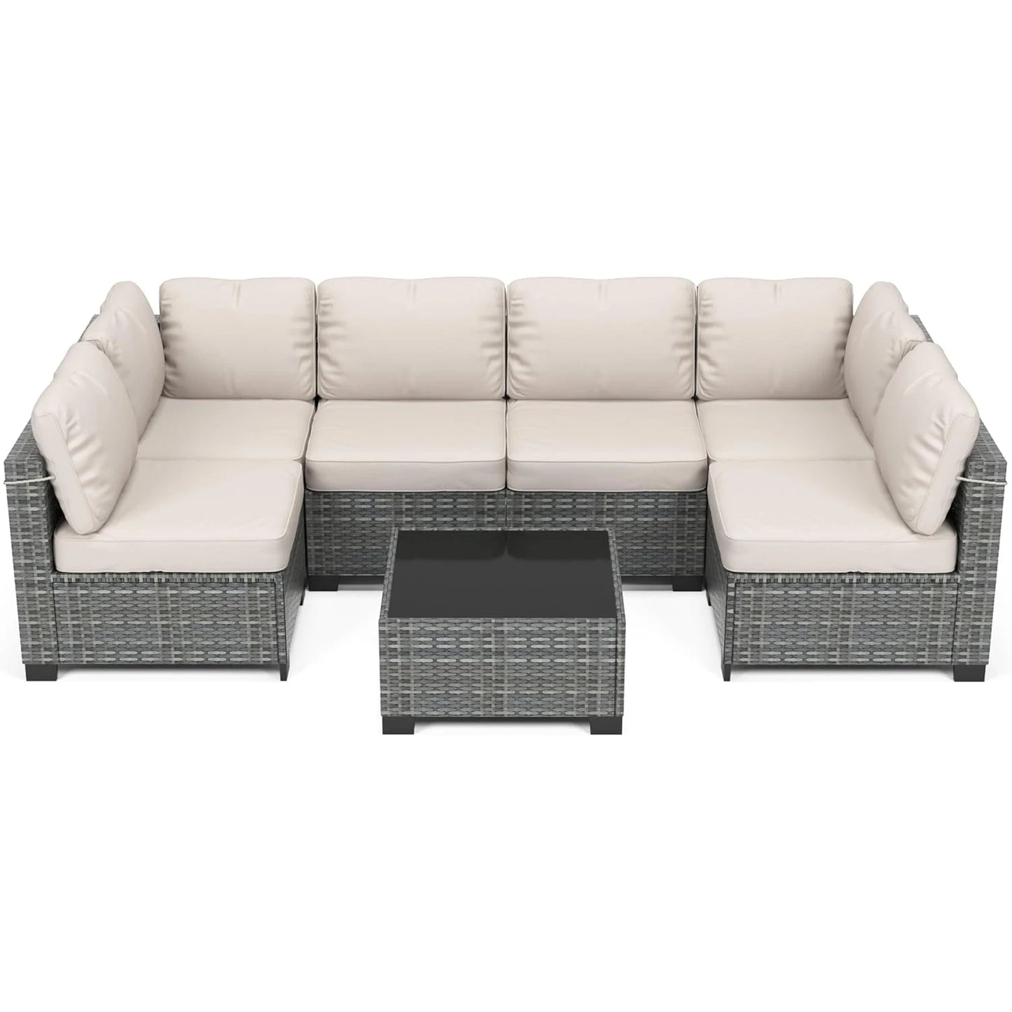 HobbyLane 7 Piece Modular Outdoor Furniture Set PE Rattan