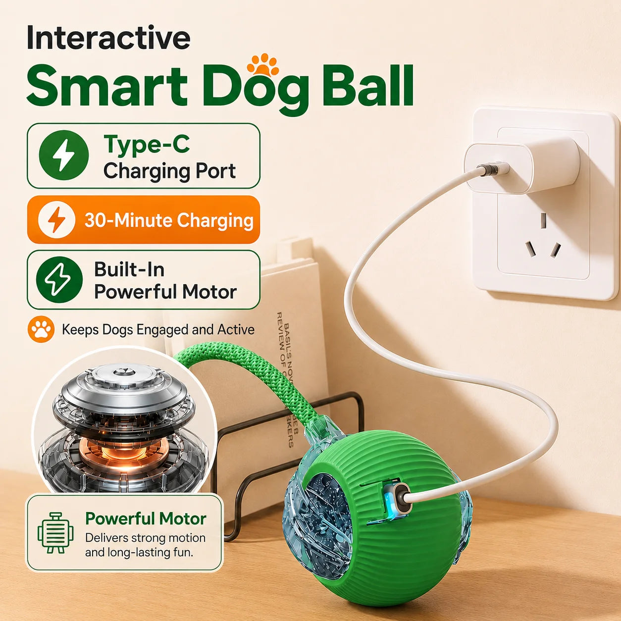 Smart Automatic Rolling Dog Ball Toy Rechargeable