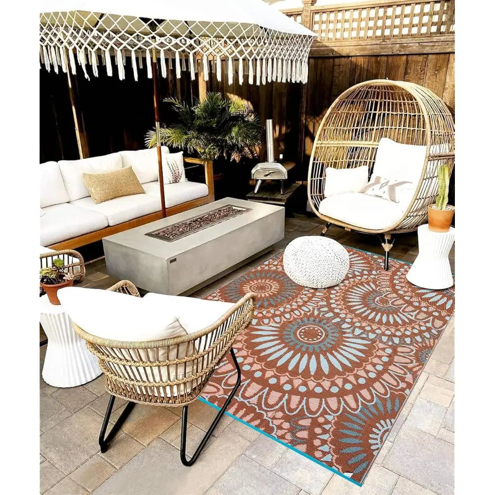 DIXSG Reversible Waterproof Outdoor Indoor Plastic Straw Mat