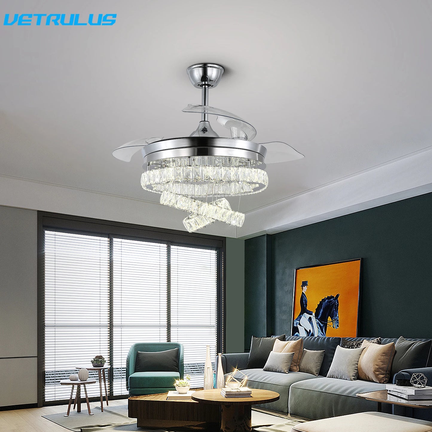 VETRULUS Modern Ceiling Fan With Remote Light