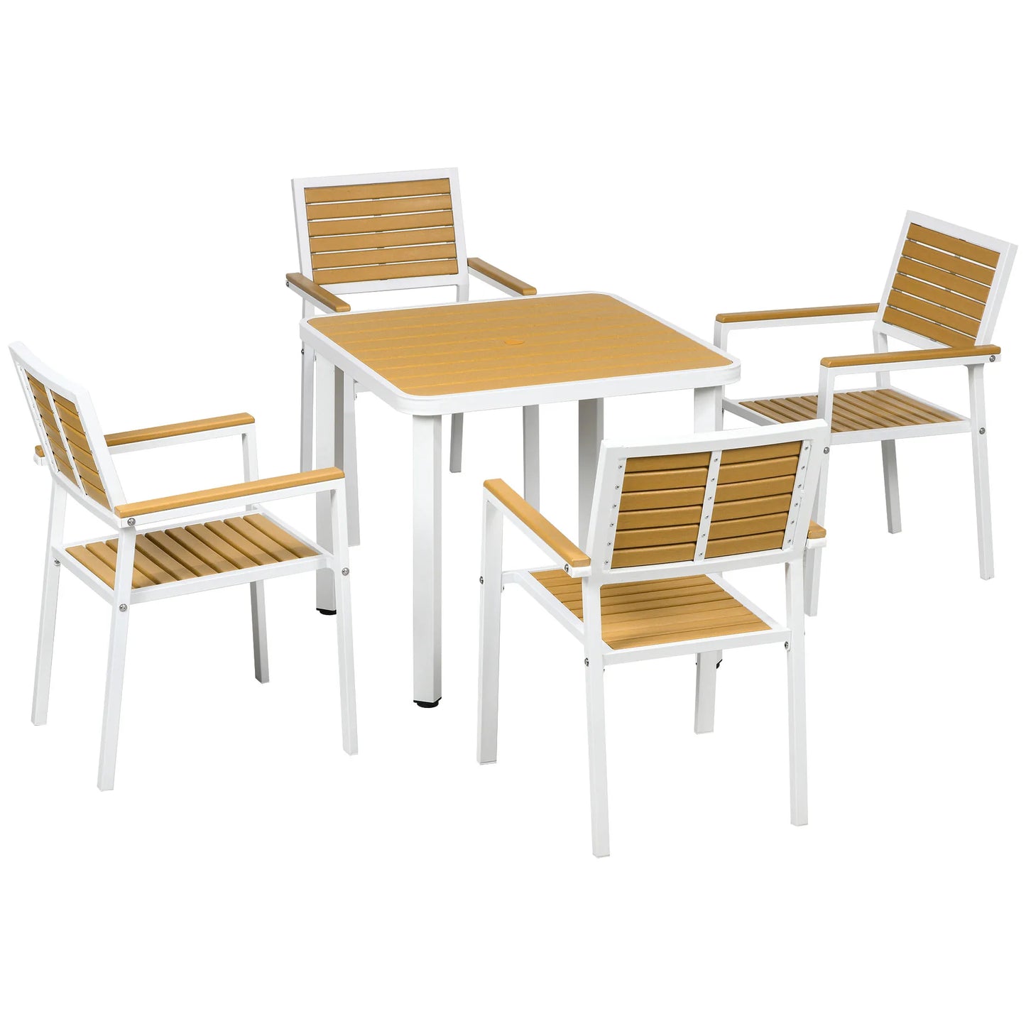 Aluminum Patio Dining Set For Four With Umbrella Hole