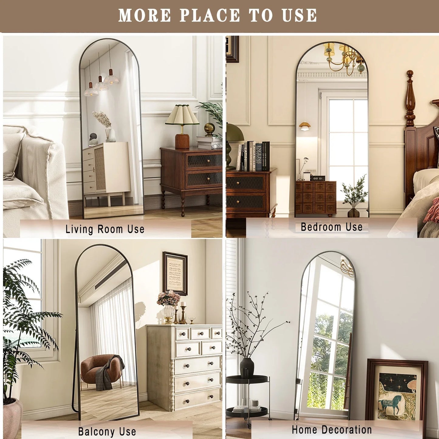 Timeless Elegant Arched Floor Mirror Home Decor