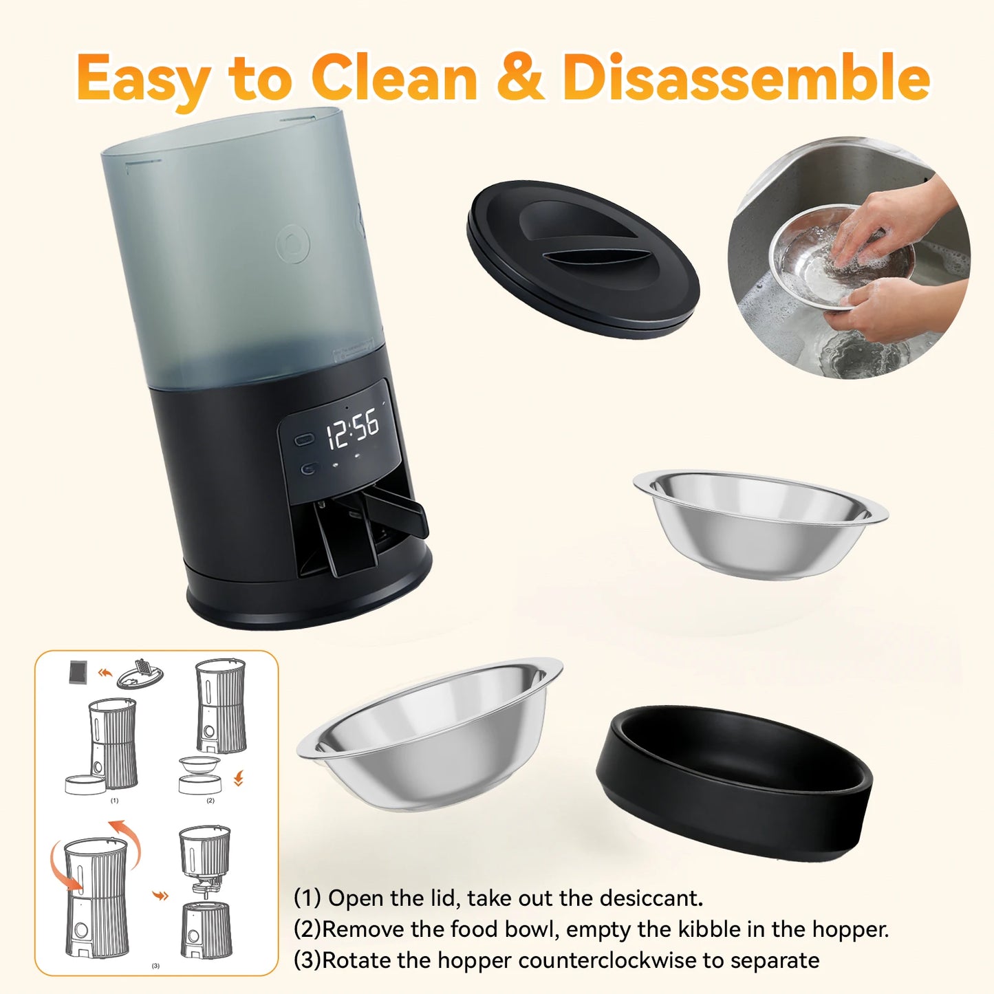 JHK Dual Bowls Automatic Cat Feeder Timed Dispenser