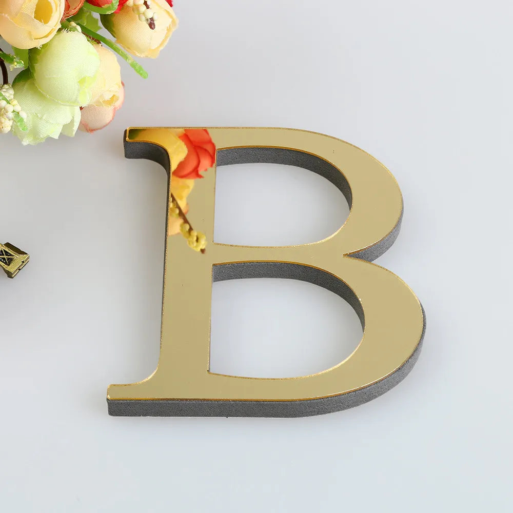 Alphabet 26 Letters 3D Mirror Acrylic Gold Wall Sticker