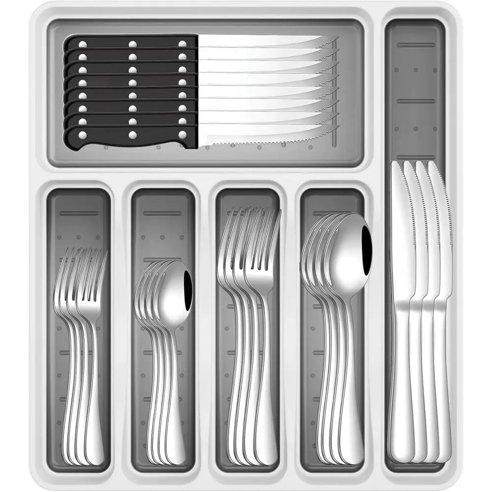 Stainless Steel Silverware Set With Organizer