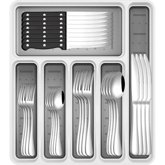 Stainless Steel Silverware Set With Organizer