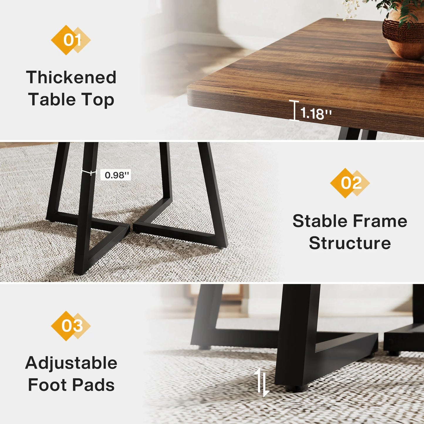 Tribesigns Square Dining Table For Four Wood