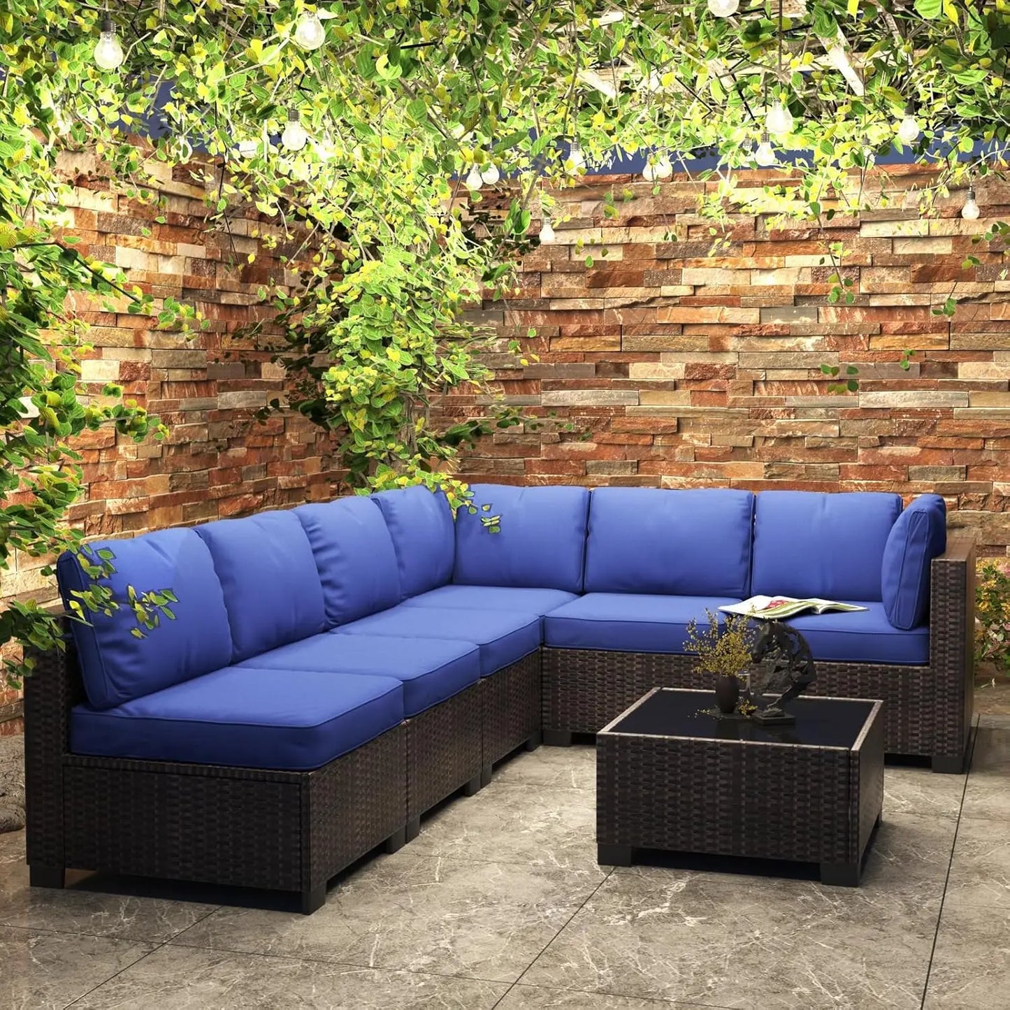 HobbyLane 7 Piece Modular Outdoor Furniture Set PE Rattan